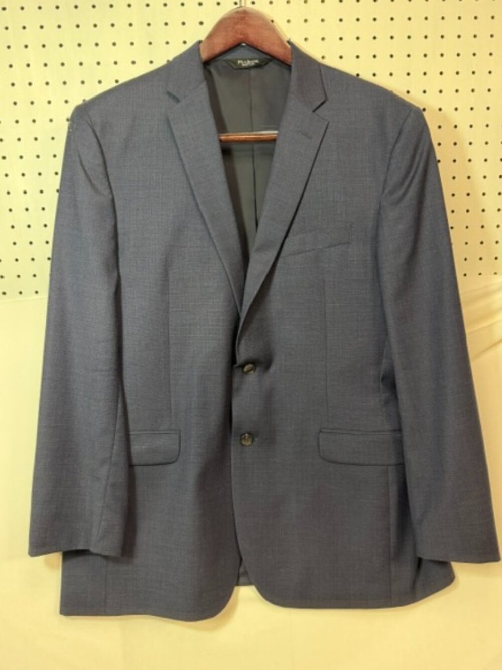 Jos A Bank Suit Mens 44R 38 Navy Wool Textured Sharkskin Slim Fit 2pc Blazer